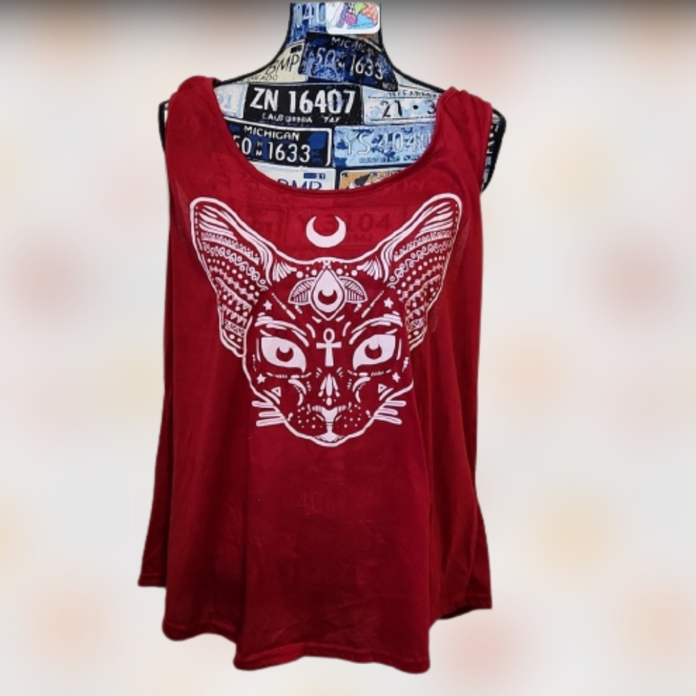 Maroon cat tank top size size womens xl